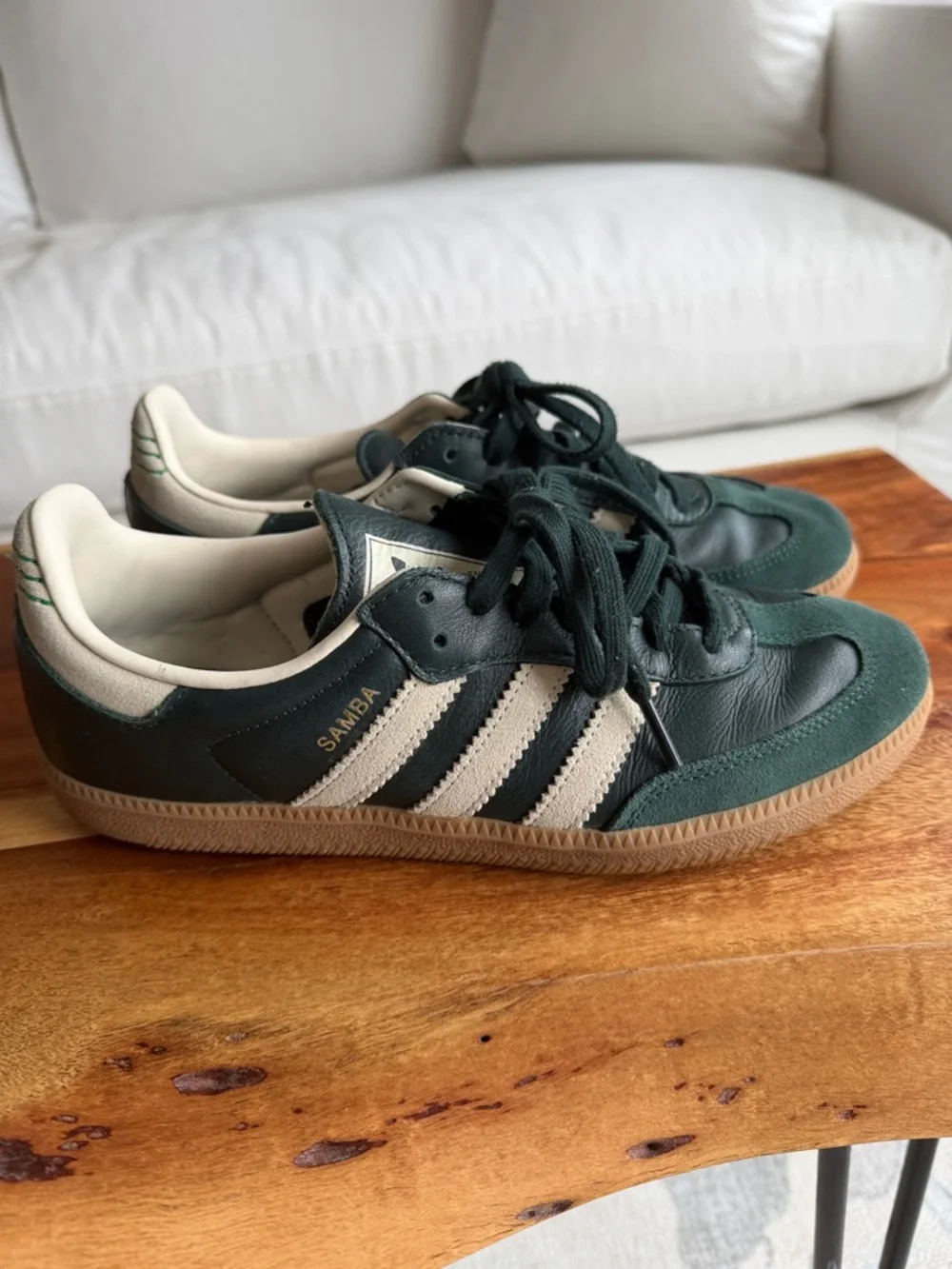 adidas Womens Samba Sneakers in Forest Green and Cream - Picture 1 of 5